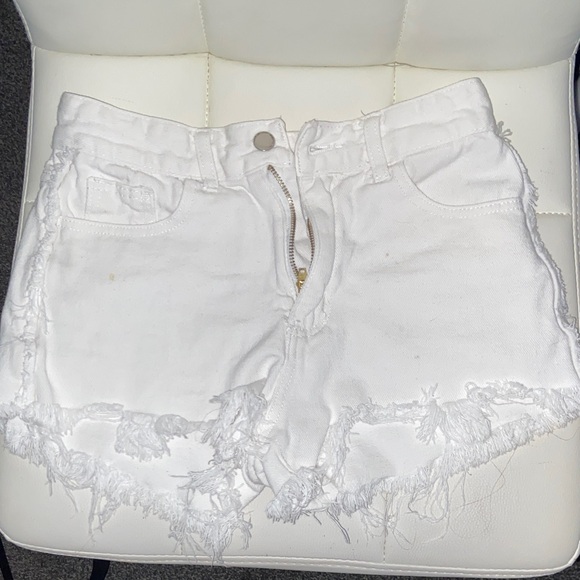 SHEIN Pants - SHEIN White Distressed Jean Shorts